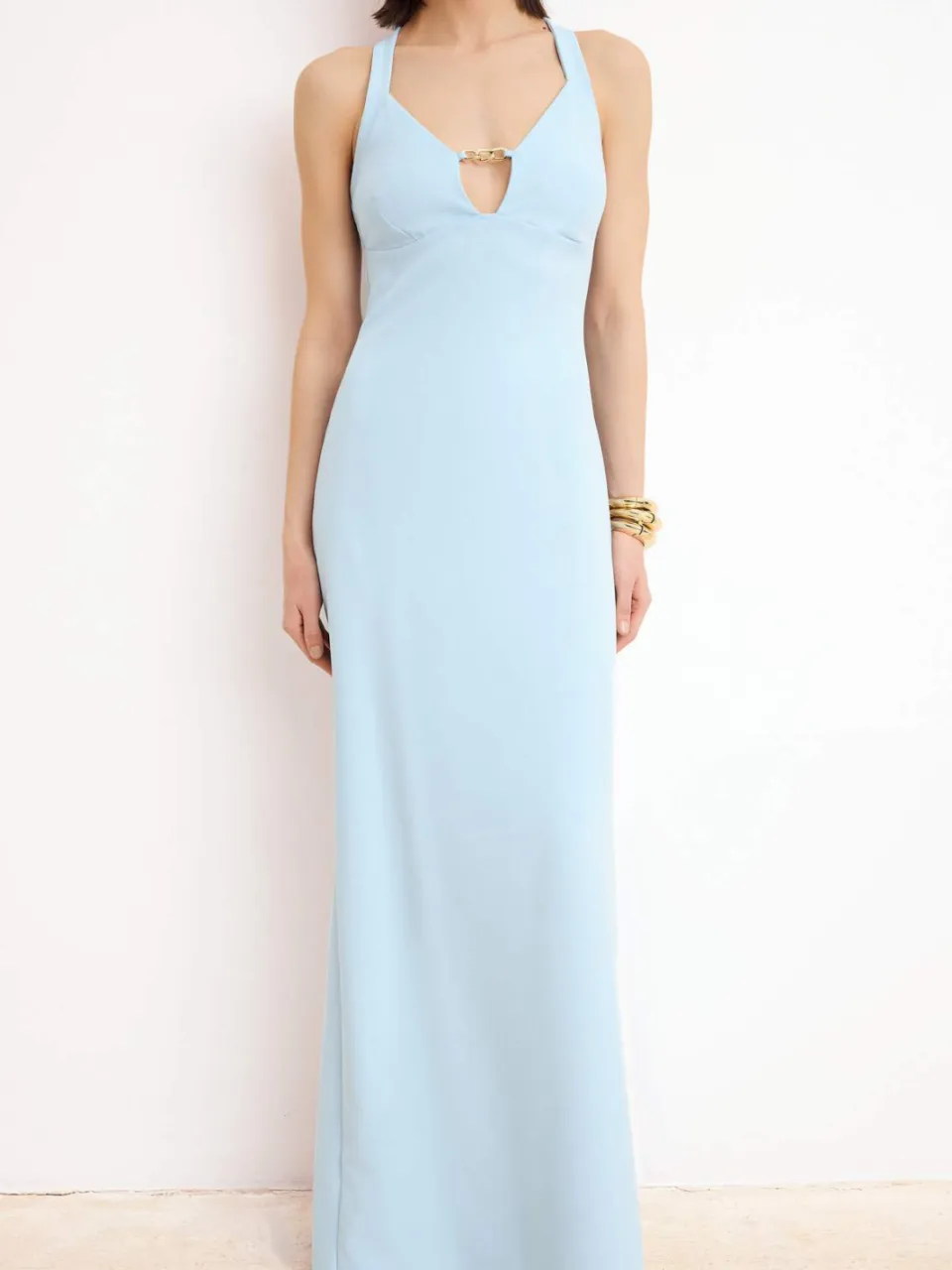 Trendyol TRENDYOLMİLLA Dames Blauw Effen Maxi Mouwloos A-lijn Avond & Gala Jurk, foto 2