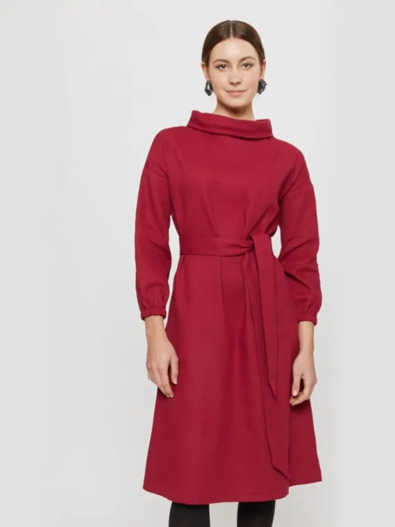 AYANI dames vegan Jurk Amalia Rood Bordeaux