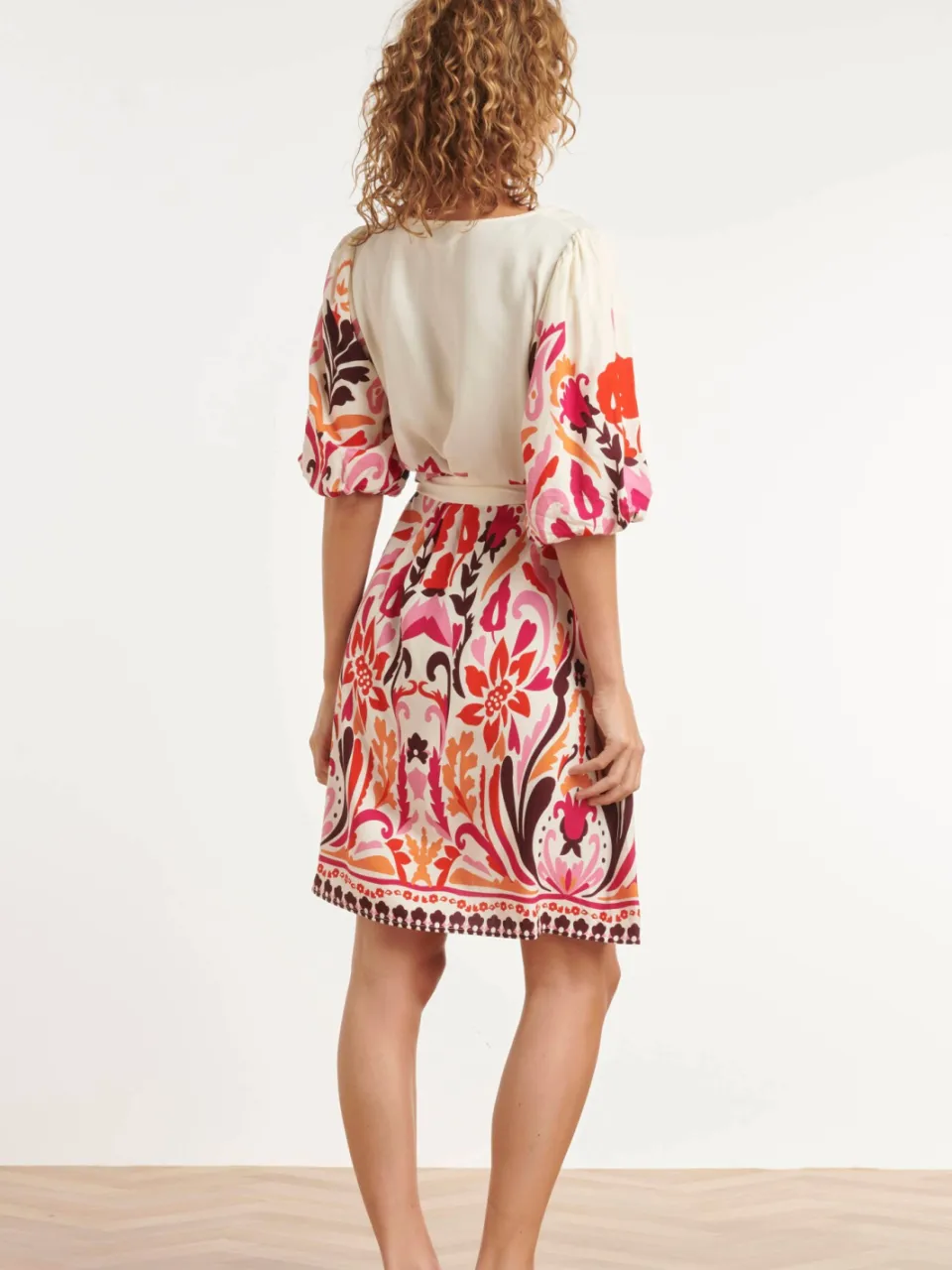 Smashed Lemon zomerjurk met ceintuur en print - rood, foto 3