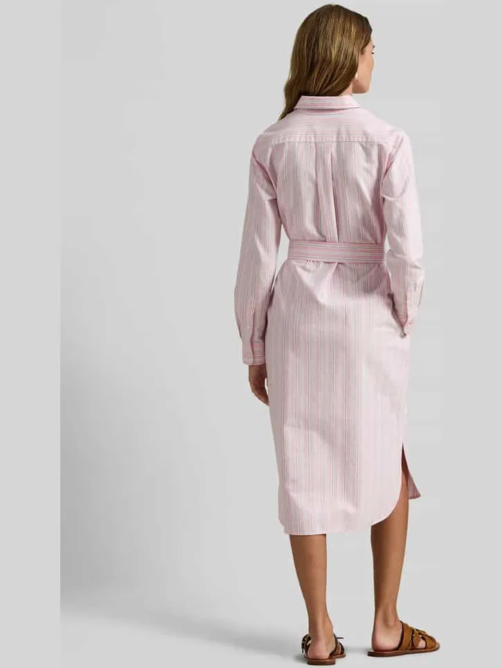 Polo Ralph Lauren Oxford-overhemdjurk met riem roze, foto 3