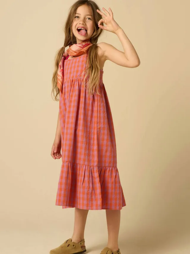 Sissy-Boy geruite maxi jurk donker oranje donkeroranje