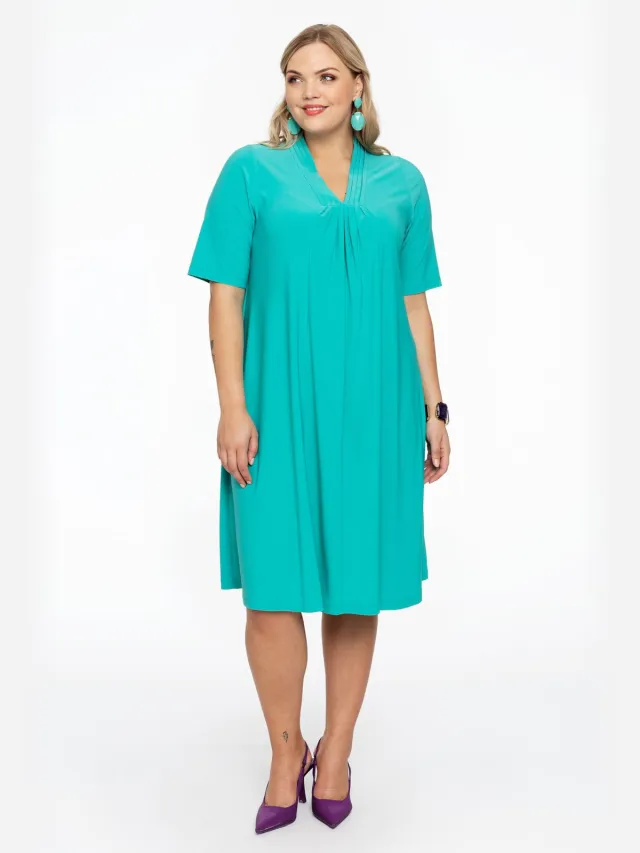 Yoek Jurk met korte mouw | Turquoise