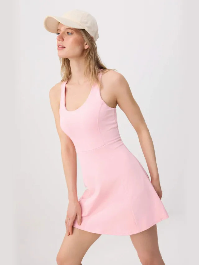 Trendyol TRENDYOLMİLLA Dames Roze Effen Kort / Mini Mouwloos Sportkleding A-lijn Jurken