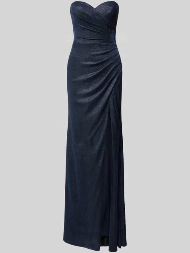 LUXUAR FASHION Avondjurk in off-shoulder-look met loopsplit marineblauw, foto 2