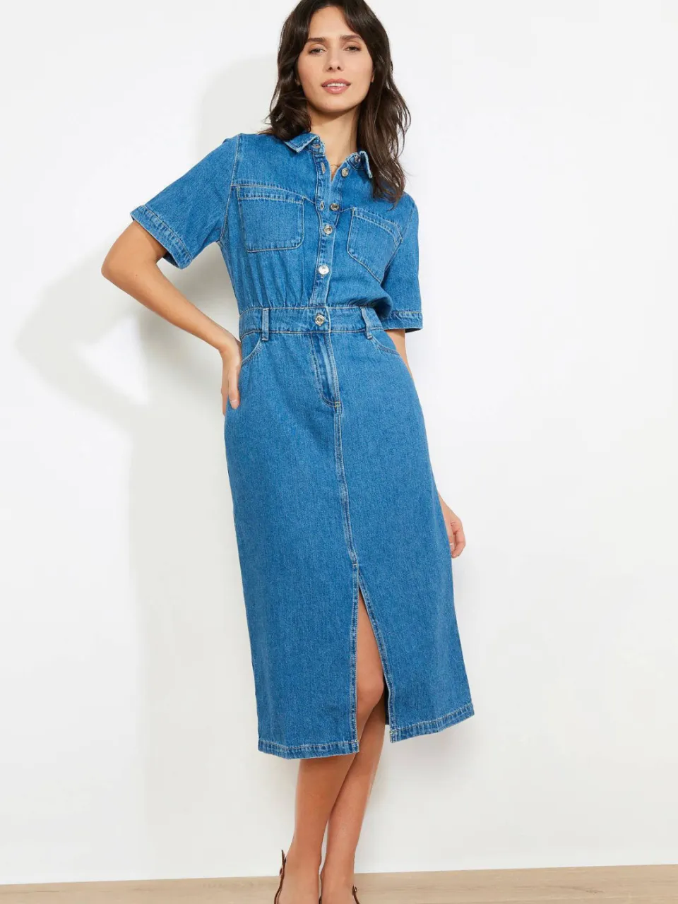 LOLALIZA denim spijkerjurk medium blue denim