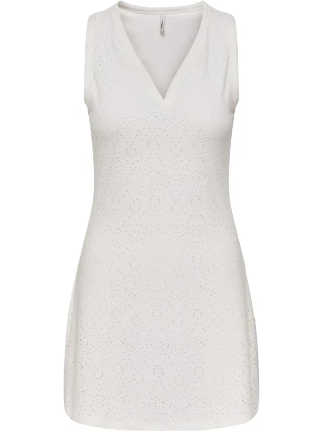 Only OLMSMILLA S/L V-NECK DRESS JRS - Dames - Mini jurken Cloud Dancer