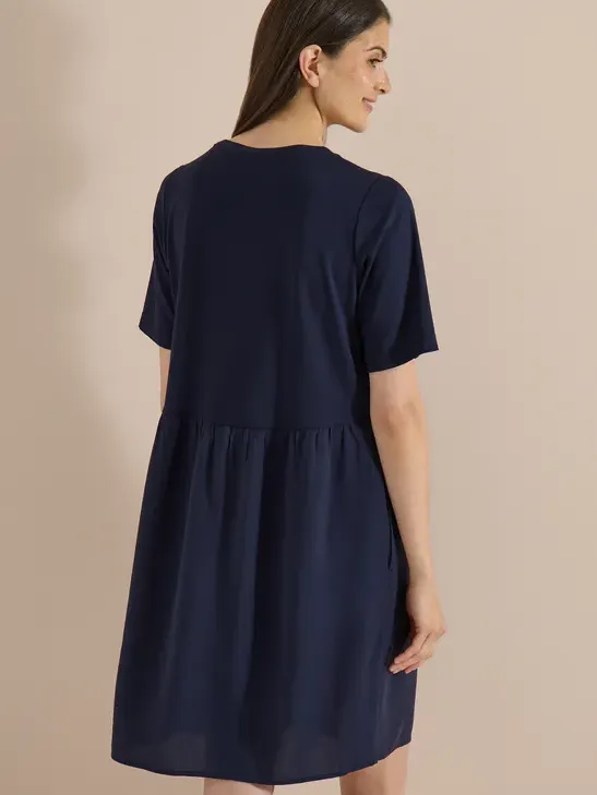 cecil Knie-lange jurk met een mix van texturen blauw, foto 4
