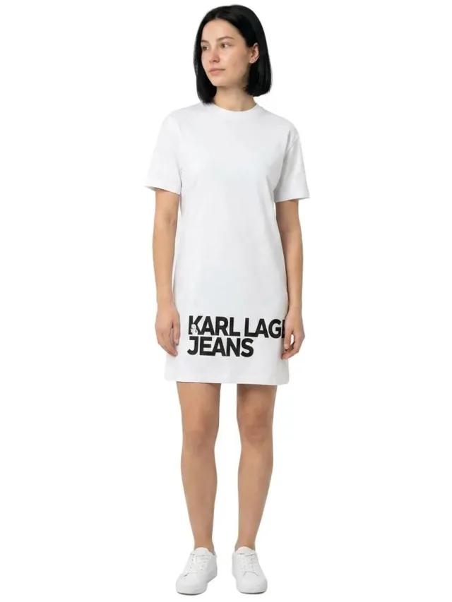 Karl Lagerfeld Jeans B1w13054 Korte Mouwen Korte Jurk Wit M Vrouw White