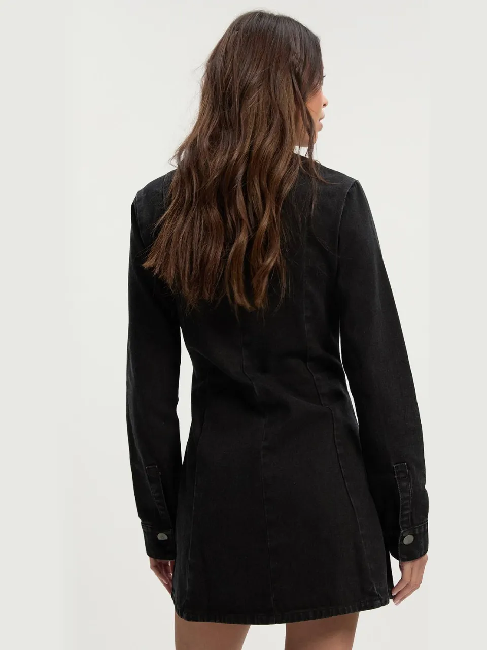 boohoo Dames Flare lange mouwen minijurk washed black, foto 3