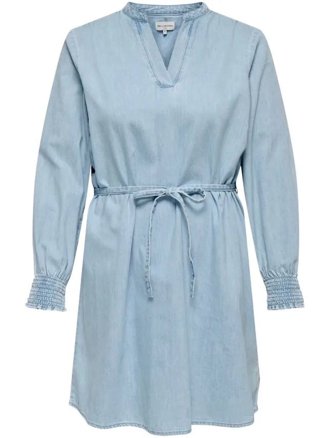 Only Carmakoma Denim jurk CARMETTA Midi-jurk Light Blue Denim