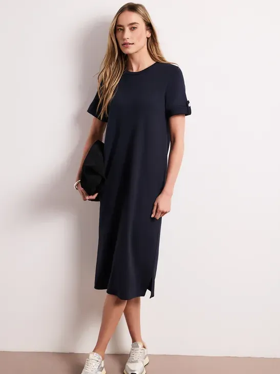 Street One Midi-jurk met ronde hals en knopen blauw