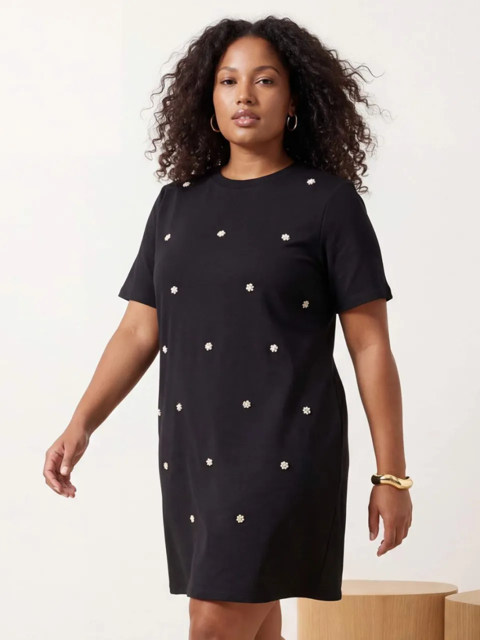 Trendyol Curve Dames Zwart Effen Kort / Mini Kort Recht Grote maten Jurk, foto 2