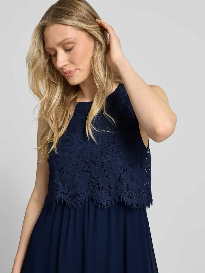 Vila maxi-jurk met druppelvormige hals aan de achterkant marineblauw, foto 3