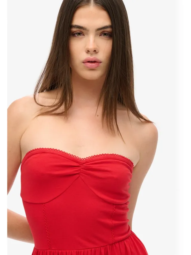 Superdry 50s bandeaumini-jurk met kant - Dames - Jurken risk red
