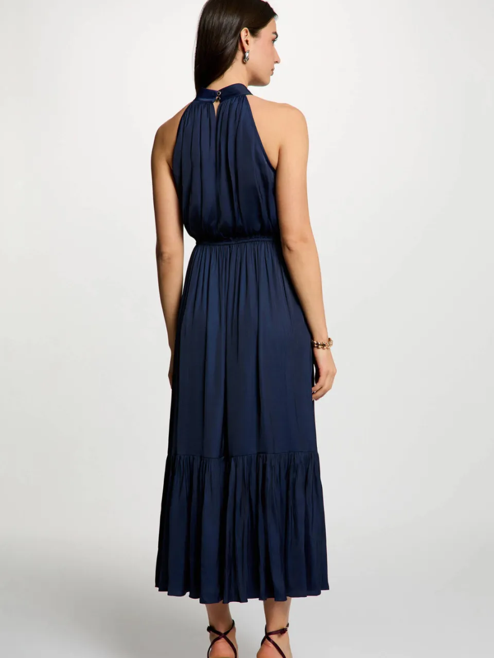 Morgan satijnen zomerjurk donkerblauw, foto 3