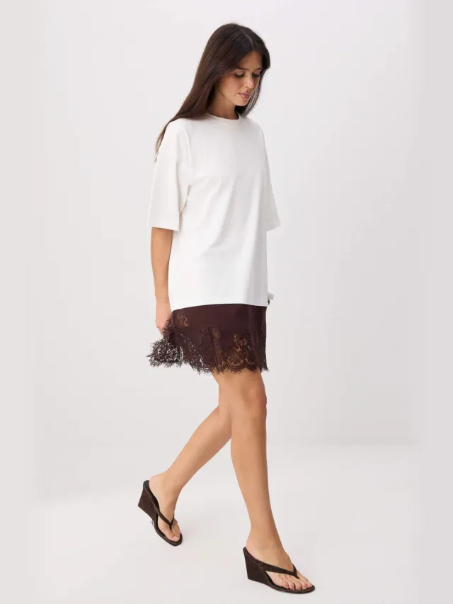 Trendyol TRENDYOLMİLLA Dames Ecru Effen Midi Kort T-shirt Jurk Jurken
