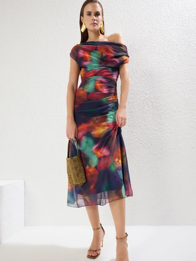 Trendyol TRENDYOLMİLLA Dames Meerkleurig Bloemen Maxi Mouwloos Stijlvol/Avond Bodycon Jurken veelkleurig, foto 2