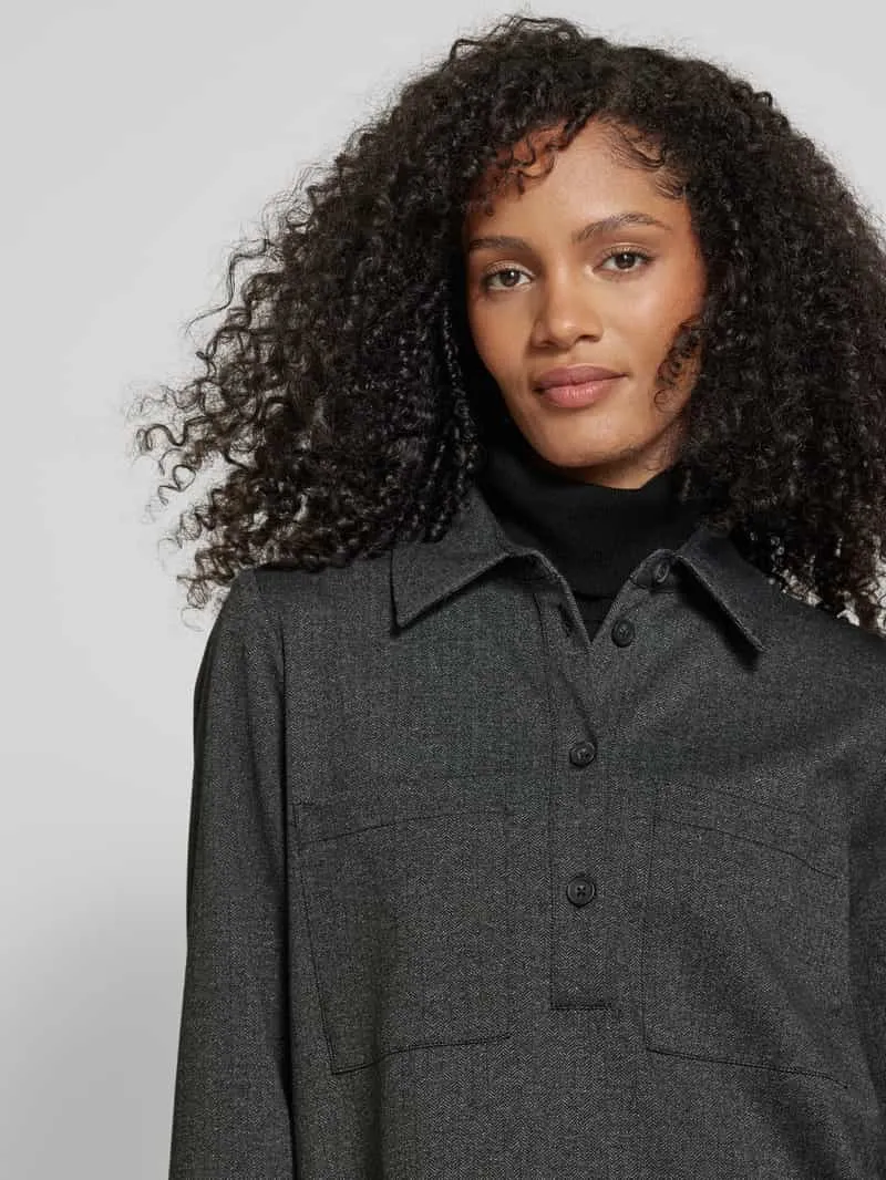 Opus Knielange jurk met platte kraag, model 'Wenso' zwart, foto 4
