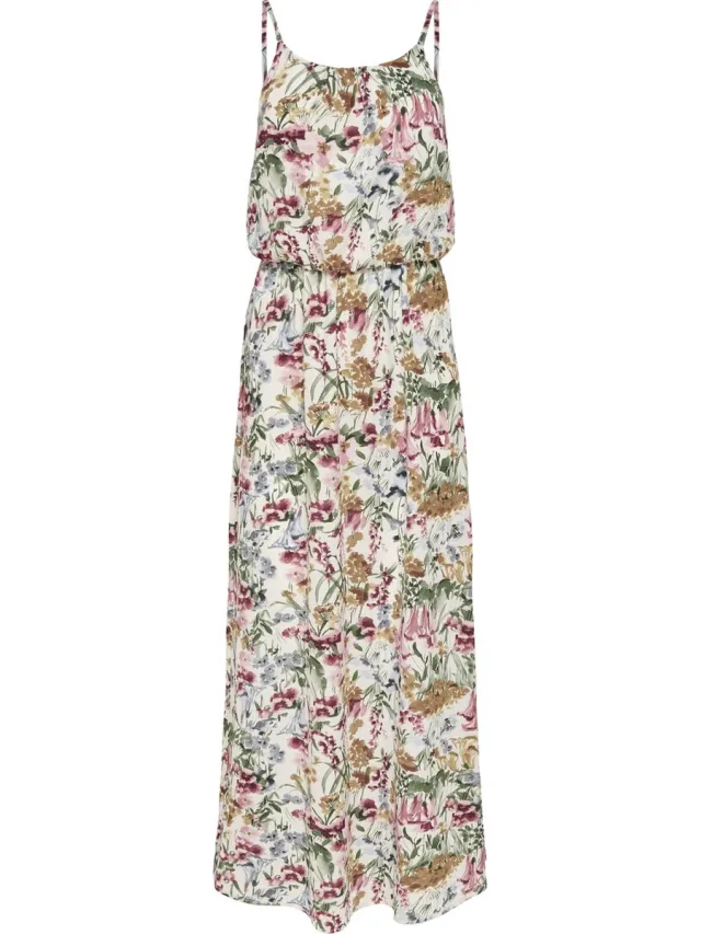 Only ONLWINNER S/L MAXI DRESS NOOS WVN Dames Jurk Cloud Dancer AOP:BLURRY FLOWER