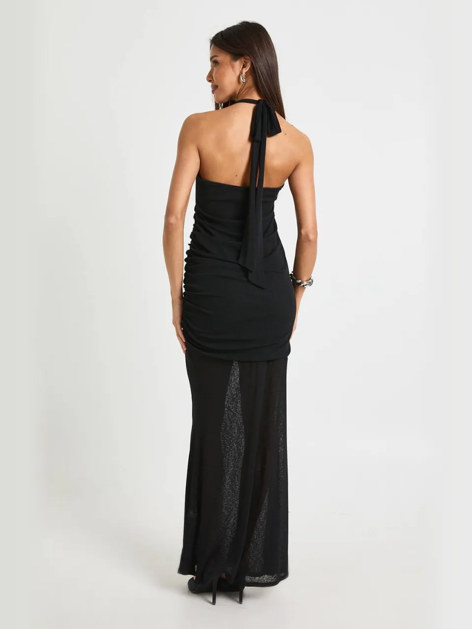 boohoo Dames Halterneck Cowl Maxi Jurk zwart, foto 2