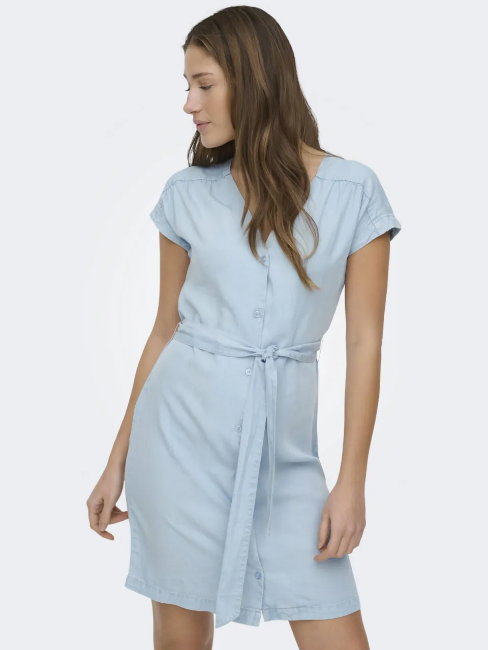 Only korte jurk light blue denim, foto 5