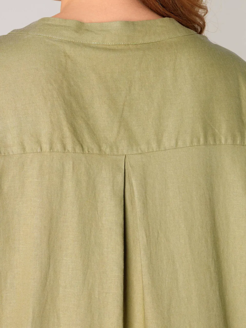 Base Level Curvy jurk met linnen groen, foto 4