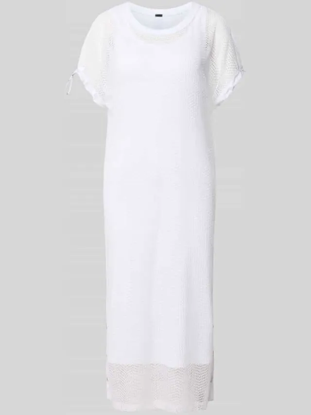 Marc Cain Semi-transparante midi-jurk met ronde hals wit, foto 2