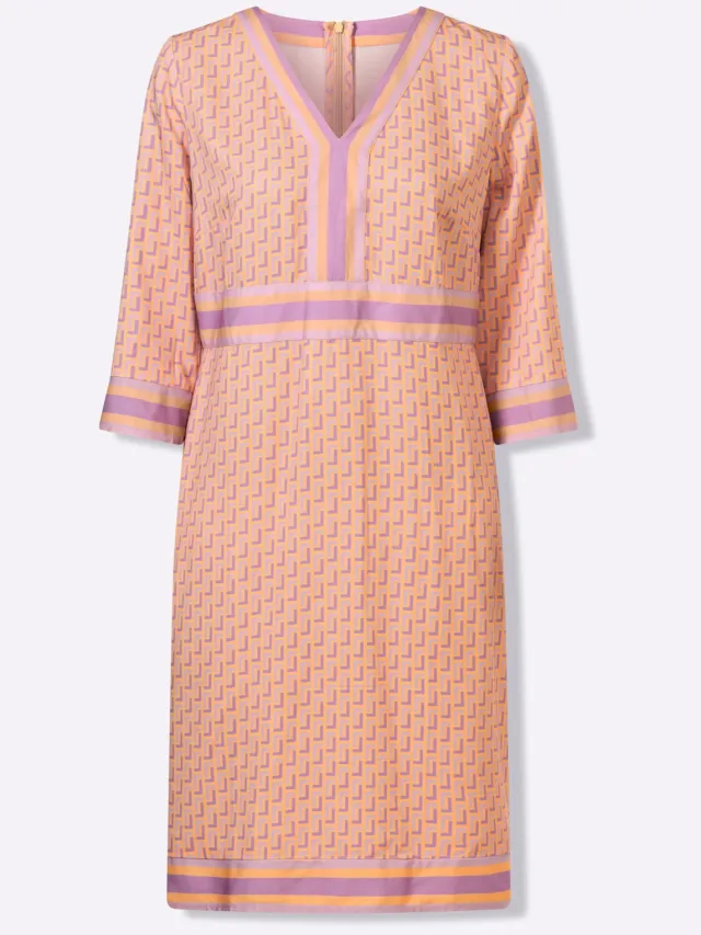 Geweven jurk apricot/roze bedrukt, foto 2