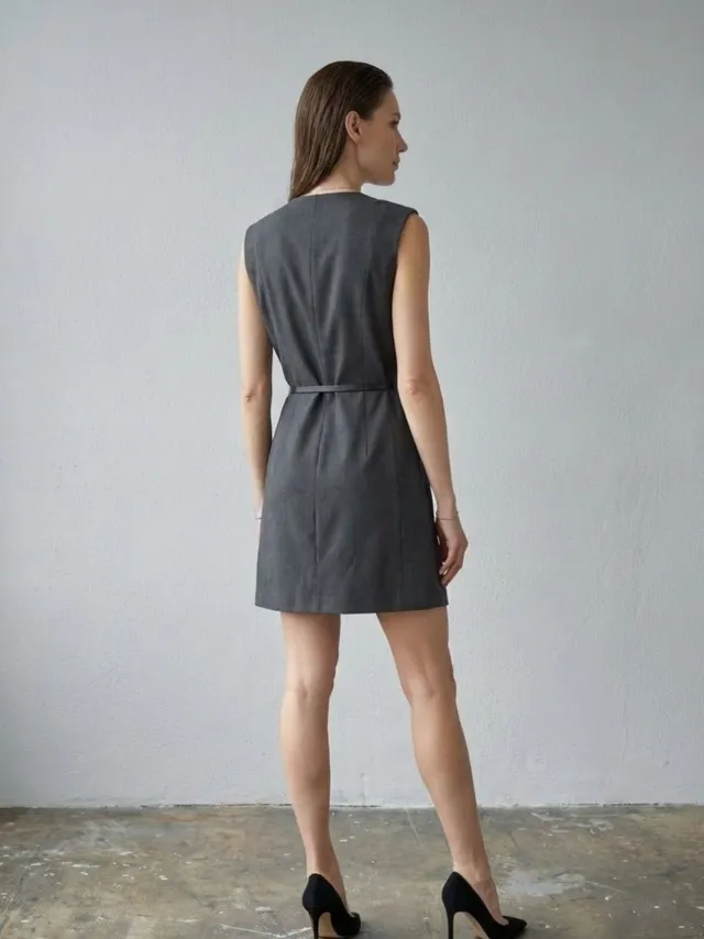 MyFashion Gestrikte Midi Shift Jurk zwart, foto 2