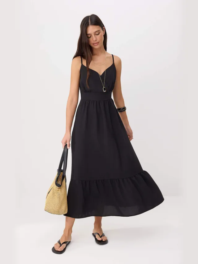 Trendyol TRENDYOLMİLLA Dames Zwart Effen Midi Mouwloos Skater Jurken