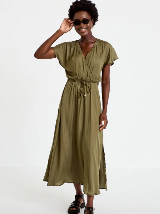 Cache Cache midi jurk met ceintuur - groen