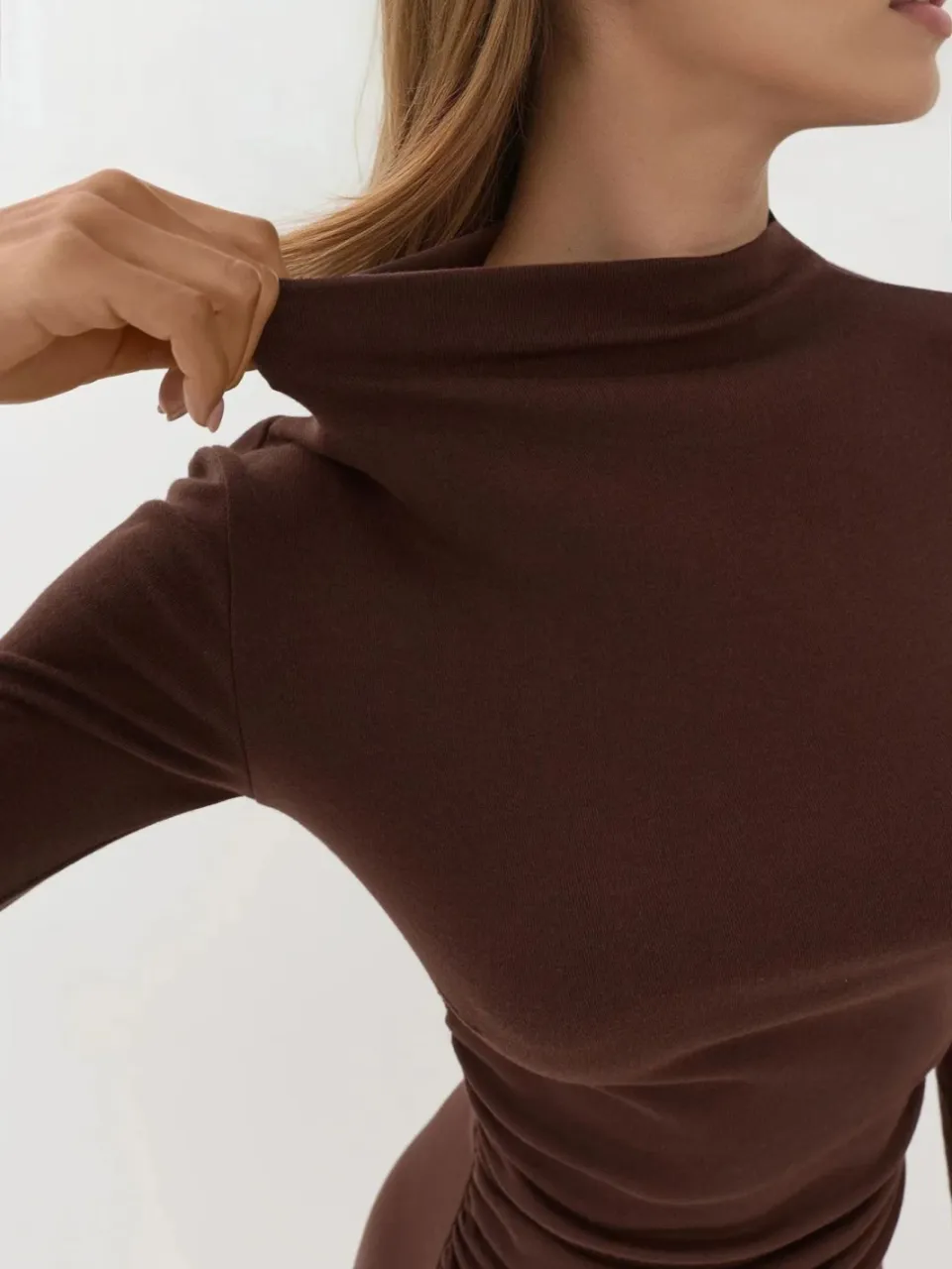 Hiccup Bodycon Zachte Aanraking Modal Mini Jurk kastanjebruin, foto 2