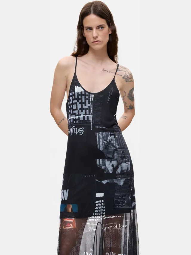 Desigual midi jurk met print - zwart, foto 2