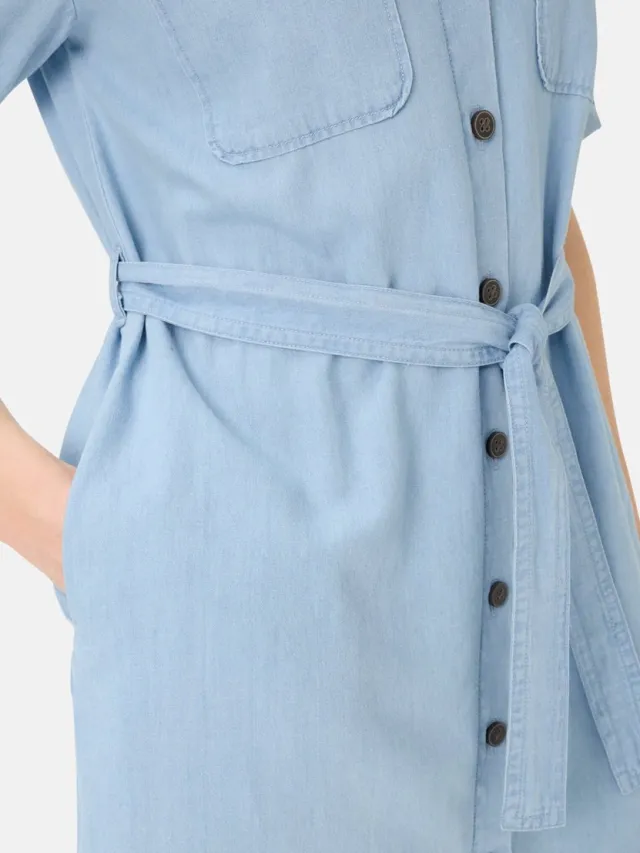 Camel Active Zomerjurk met stoffen ceintuur - Maat - Donkerblauwwomenswear-L
