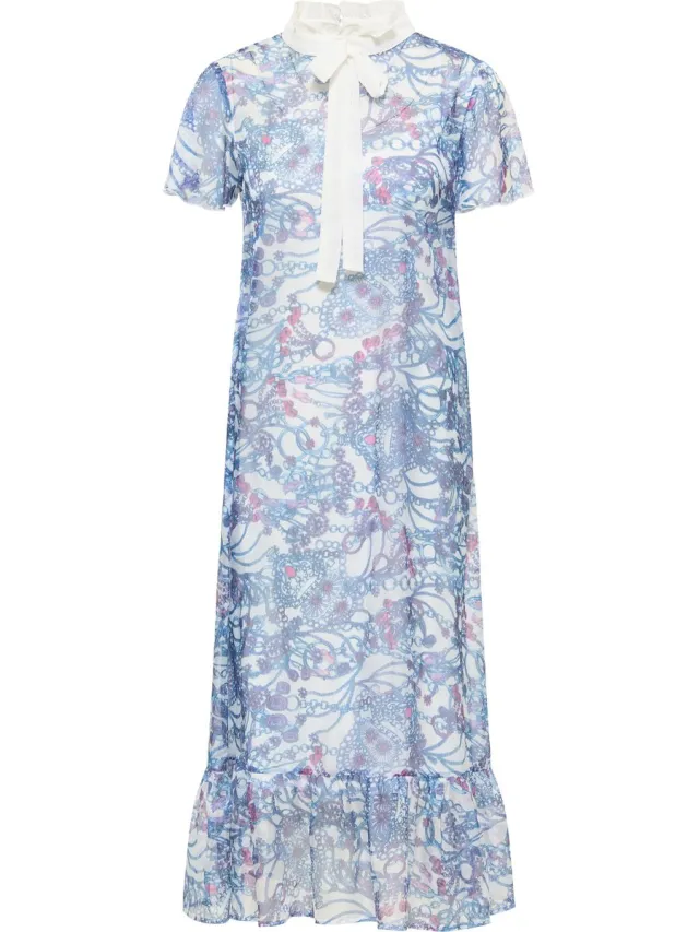 Faina Midi-jurk met all-over print naemi Blauw Veelkleurig