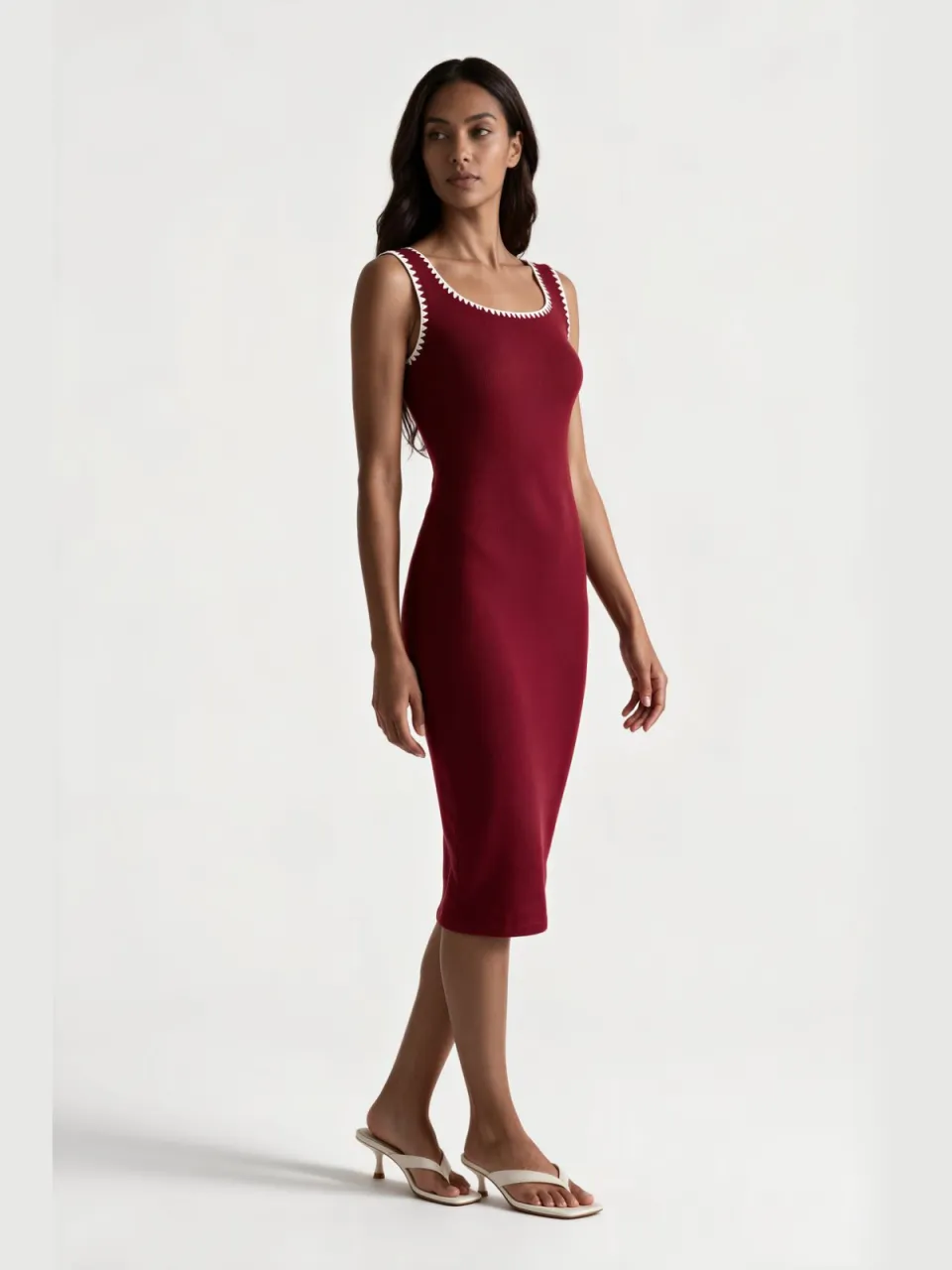 MSN Collection Dames Midi Jurk rood, foto 2