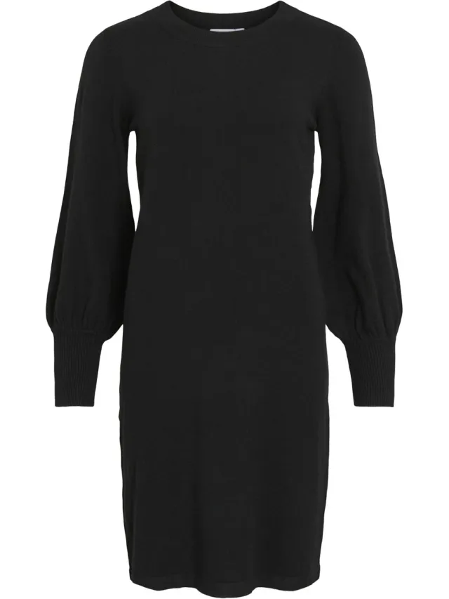 Vila O-Neck Knit Jurk Dames Black Beauty