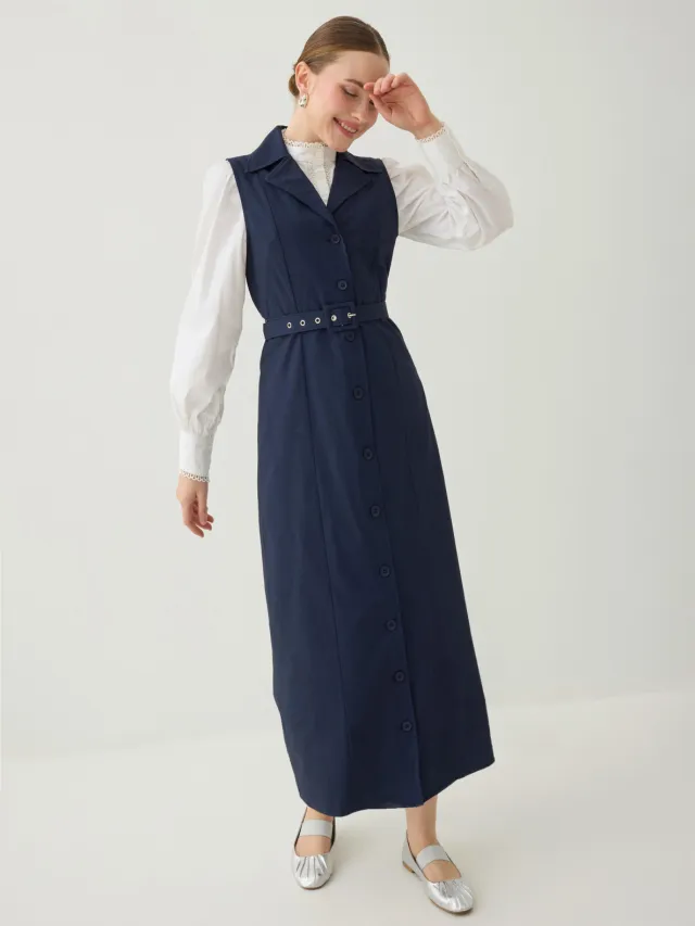 Benin Modest Dress Benin Marineblauw