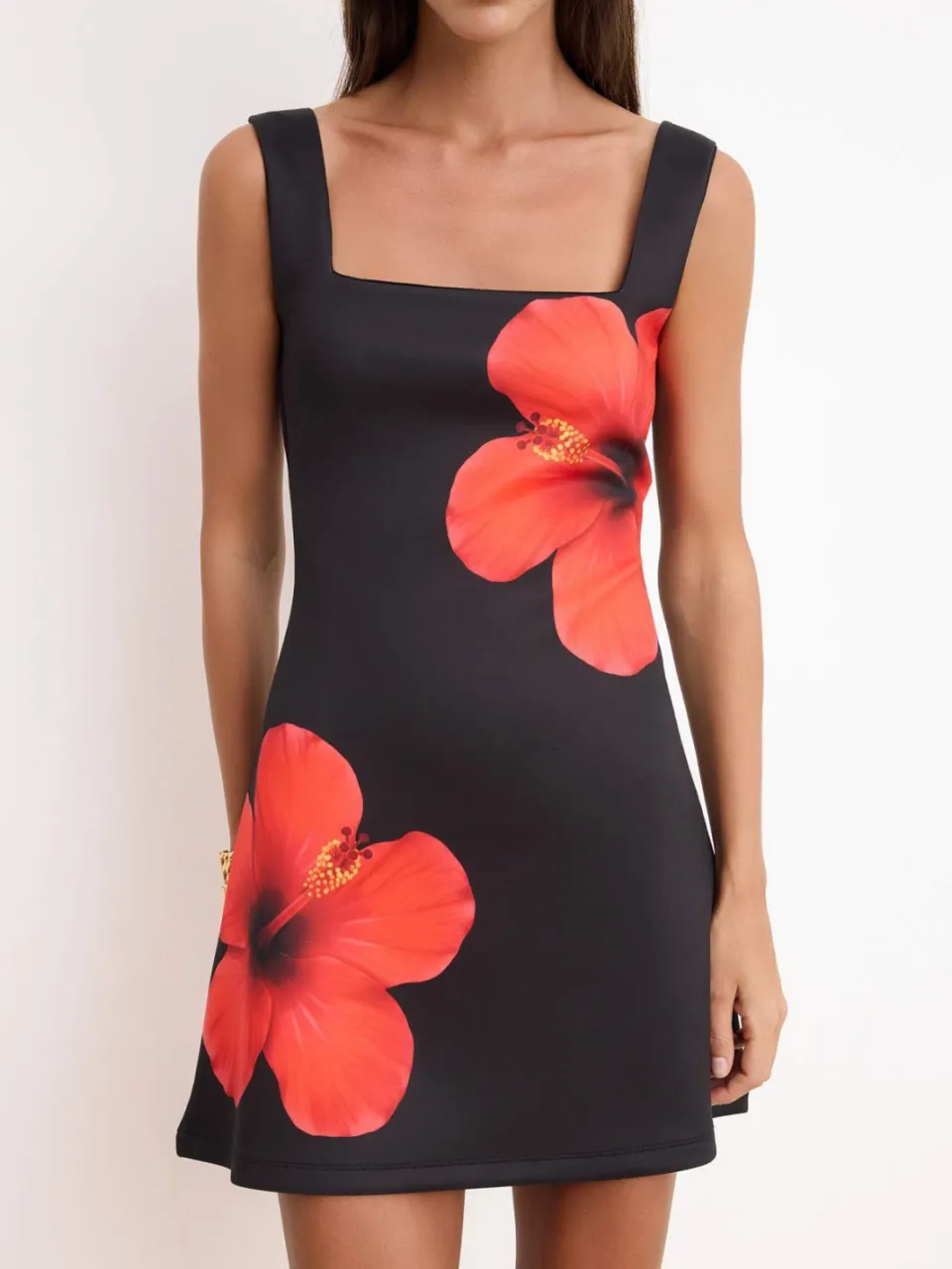 Trendyol TRENDYOLMİLLA Dames Zwart Bloemen Extra Kort / Super Mini Mouwloos A-lijn Jurken, foto 2