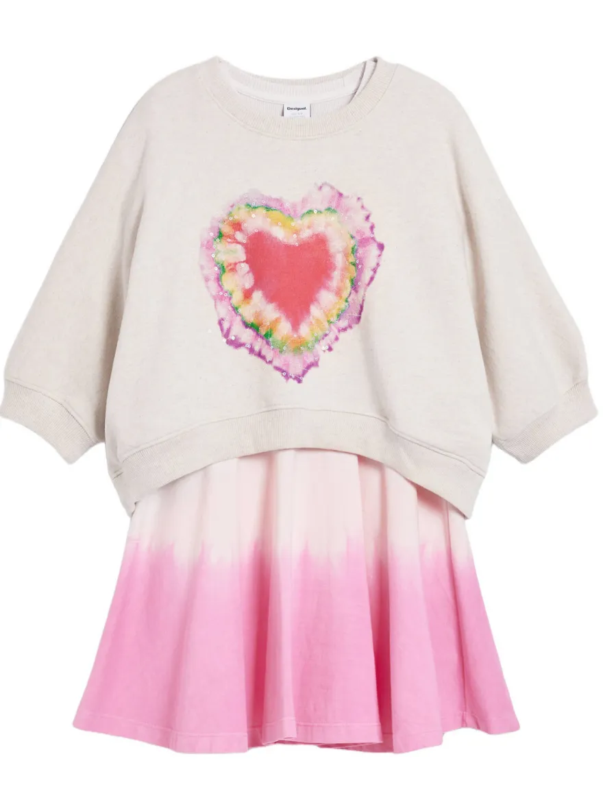 Desigual sweatjurk met pailletten ecru, foto 2