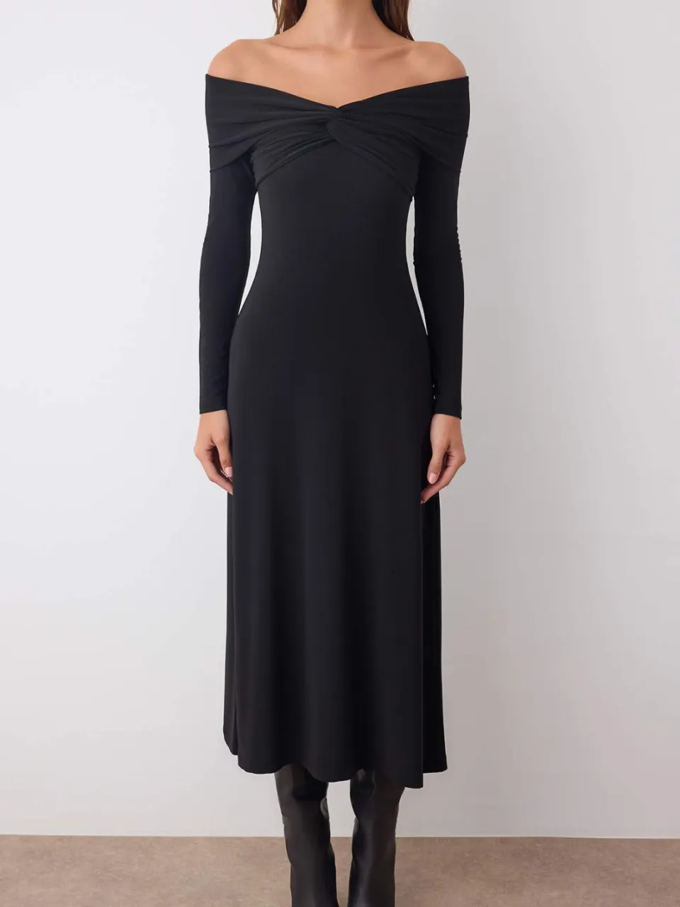 Trendyol TRENDYOLMİLLA Dames Zwart Effen Maxi Lang Stijlvol/Avond A-lijn Jurken, foto 2