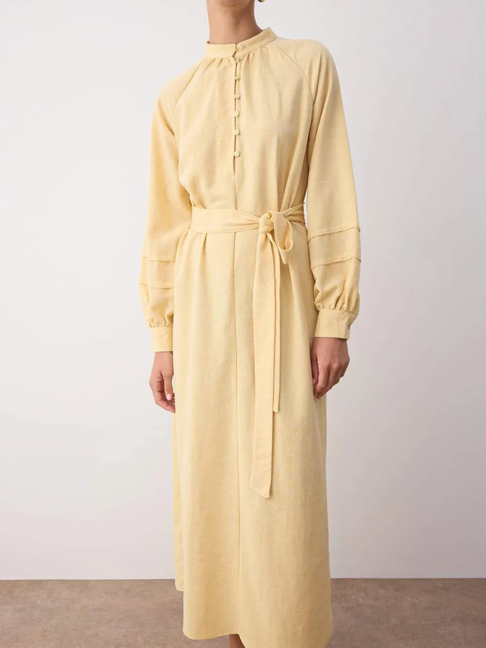 Trendyol Modest Dames Geel Effen Maxi Lang Casual A-lijn Modest Jurken, foto 2