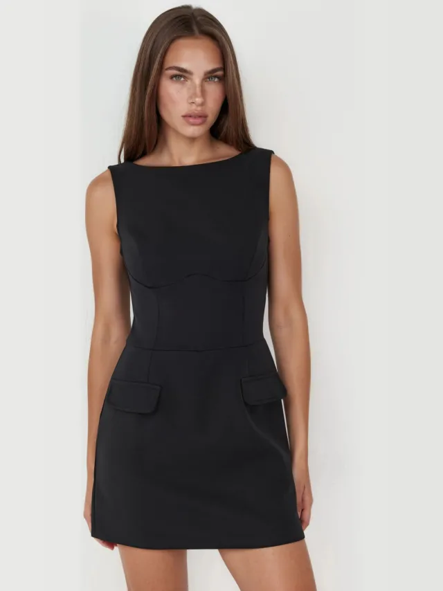 Hiccup Klepzak Mini-jurk met Ingebouwde Shorts Zwart