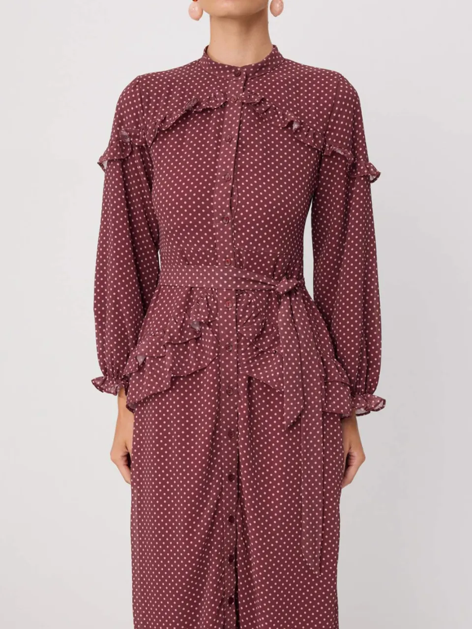 Trendyol Modest Dames Bordeaux Bloemen Maxi Lang Casual Skater Modest Jurken, foto 2