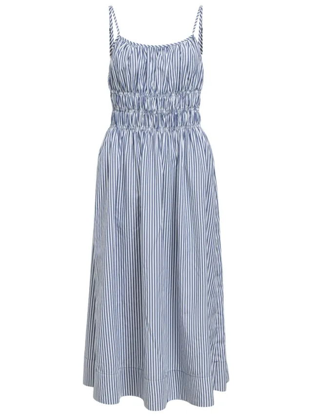 Object gestreepte midi jurk blauw blauw / wit