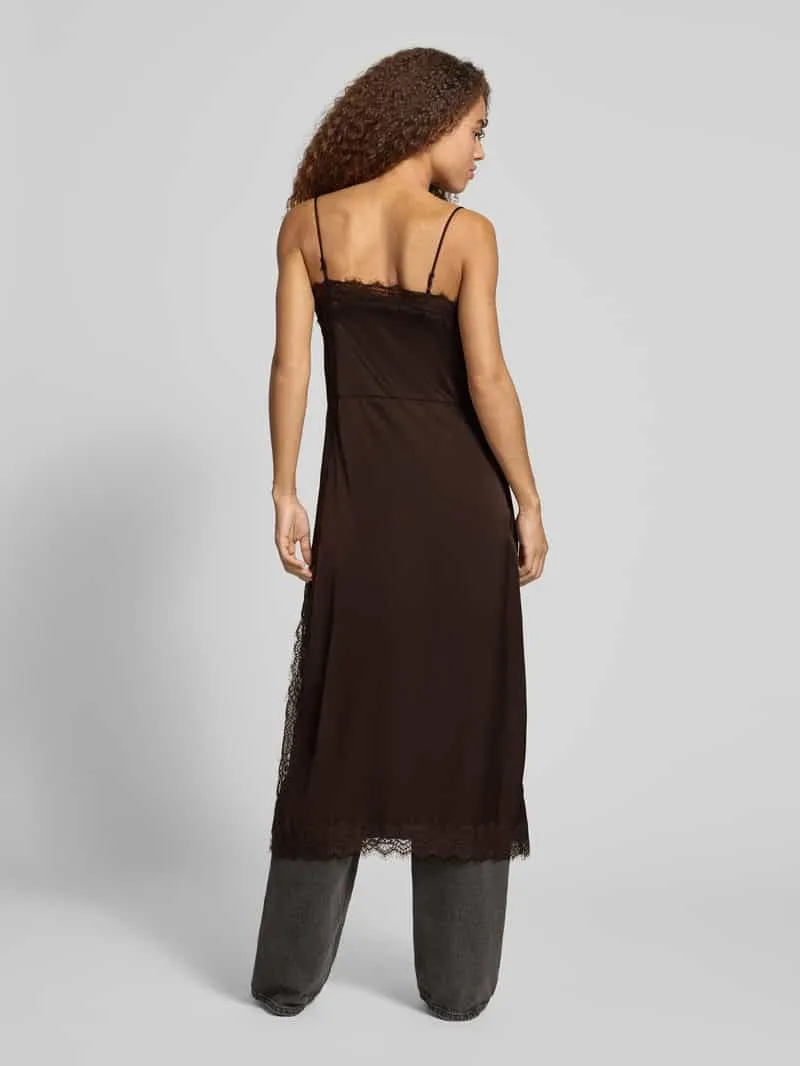 Noisy May Midi-jurk met kant model 'LOUISE' chocoladebruin, foto 3