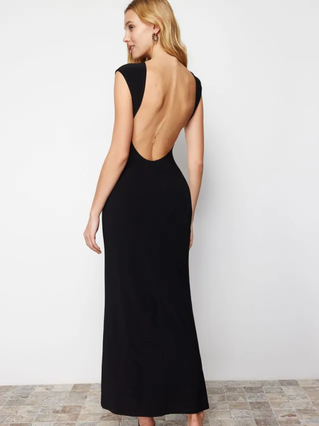 Trendyol TRENDYOLMİLLA Dames Zwart Effen Maxi Mouwloos Casual A-lijn Jurken, foto 2