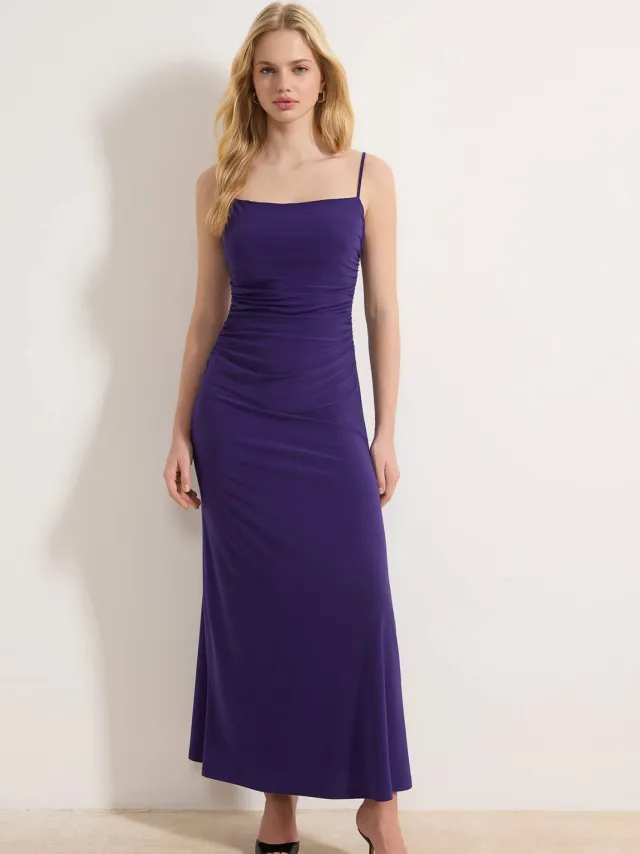 Trendyol TRENDYOLMİLLA Dames Paars Effen Maxi Mouwloos Casual A-lijn Jurken