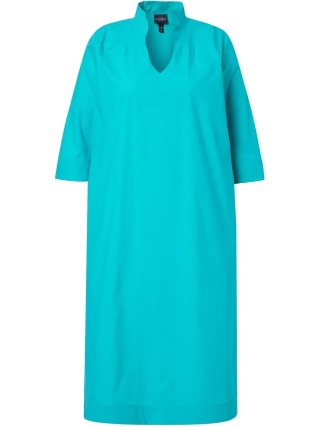Ulla Popken Dames - Midi-jurken - Cyaan - Maat 54+