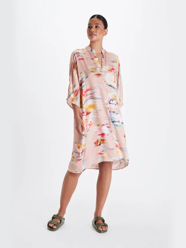Neu Nomads dames vegan Jurk Kerala Flower Blur Lichtroze